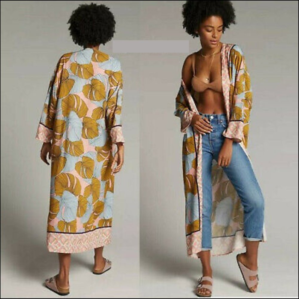 Anthropologie palm print kimono. One Size